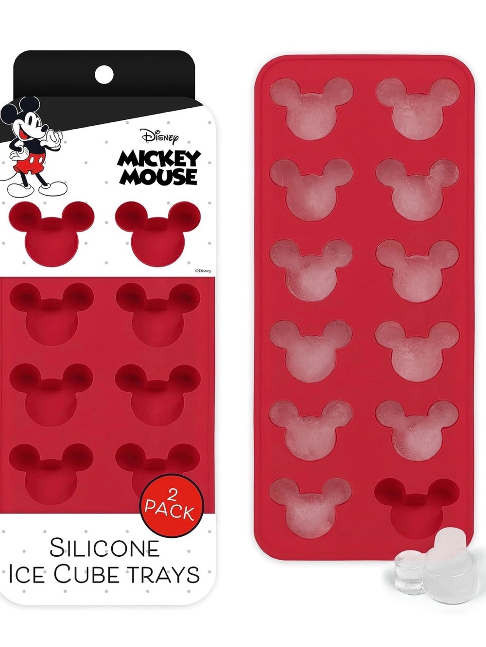 Disney Mickey Mouse Red Silicone Ice Cube Tray - 2 Pack